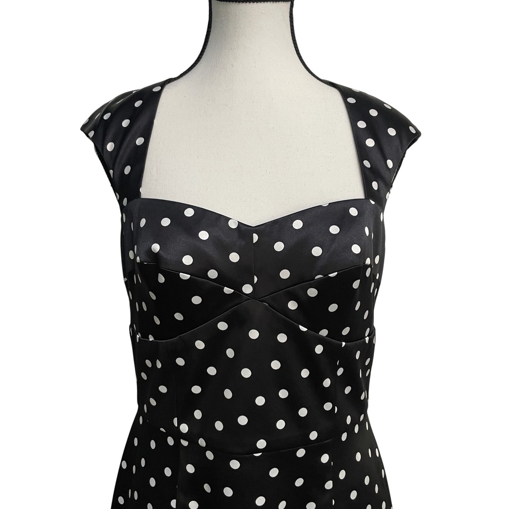 White House Black Market Sheath Dress Sz‎ 8 Polka Dot Pin-up Retro Cocktail Chic - Picture 3 of 13